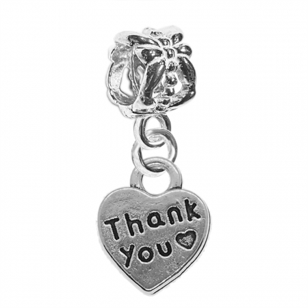 Charmuri din argint cu tematica iubire: - Charm argint Inimioara thank you 9574240 Dras