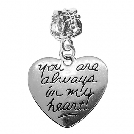 Charmuri din argint cu tematica iubire: - Charm argint Inimioara you are always in my heart 9567540 Dras