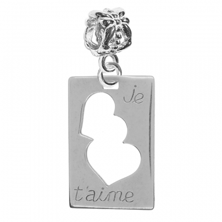 Charmuri din argint cu tematica iubire: - Charm argint Placuta Inimioare Je t'aime 7825540 Dras