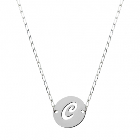 Lantisoare din argint cu litere: - Lantisor argint personalizat banut decupat argint Litera C 9474FIG01345 Dras