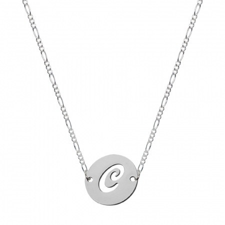 Lantisoare din argint cu litere: - Lantisor argint personalizat banut decupat argint Litera C 9474FIG31400 Dras