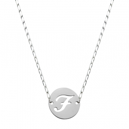 Lantisoare din argint cu litere: - Lantisor argint personalizat banut decupat argint Litera F 9477FIG01170 Dras