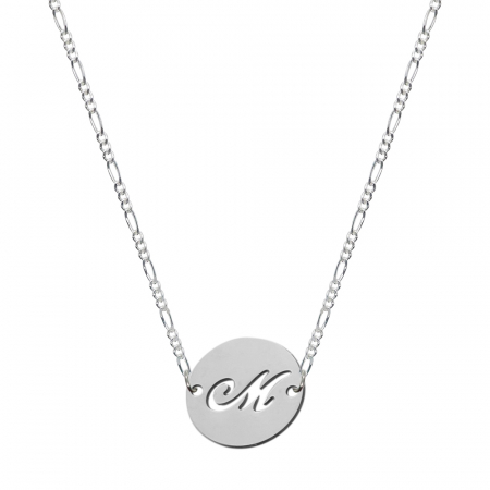 Lantisoare din argint cu litere: - Lantisor argint personalizat banut decupat argint Litera M 9482FIG31360 Dras