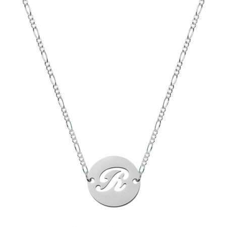 Lantisoare din argint cu litere: - Lantisor argint personalizat banut decupat argint Litera R 9486FIG31360 Dras