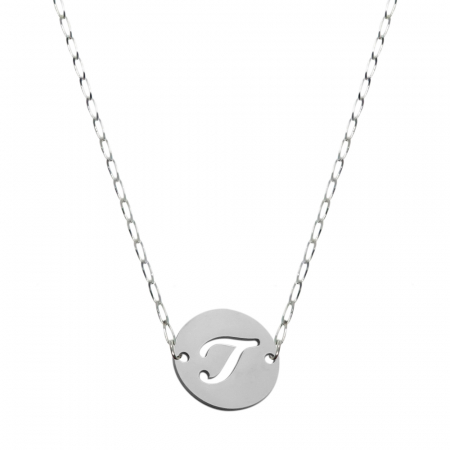 Lantisoare din argint cu litere: - Lantisor argint personalizat banut decupat argint Litera T 9488FIG01345 Dras