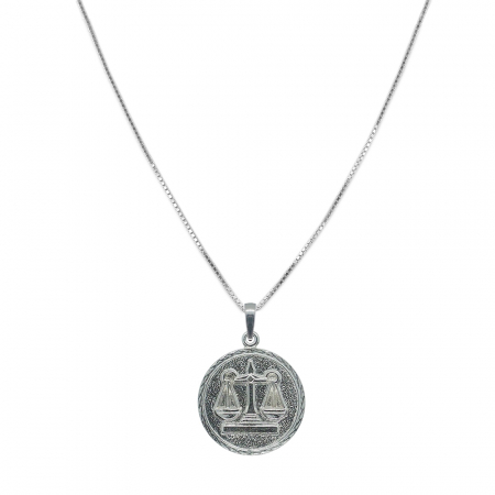 Lantisoare din argint cu zodiace: - Lantisor argint personalizat medalion zodie Balanta zodiac european argint 4202VEN500 Dras