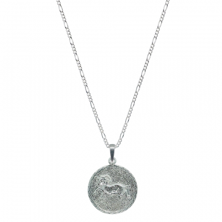 Lantisoare din argint cu zodiace: - Lantisor argint personalizat medalion zodie Berbec zodiac european argint 4202FIG560 Dras