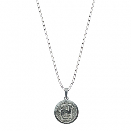 Lantisoare din argint cu zodiace: - Lantisor argint personalizat medalion zodie Capricorn zodiac european argint 4201FIG370 Dras