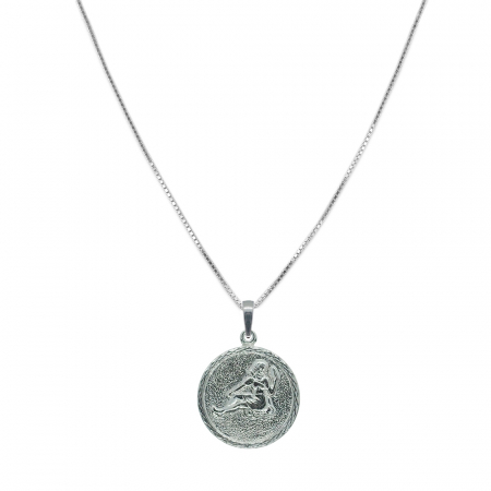 Lantisoare din argint cu zodiace: - Lantisor argint personalizat medalion zodie Fecioara zodiac european argint 4202VEN550 Dras