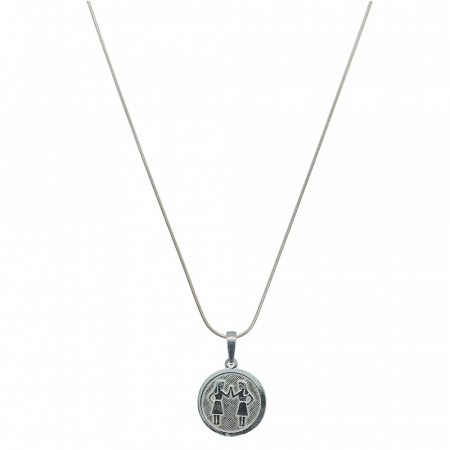 Lantisoare din argint cu zodiace: - Lantisor argint personalizat medalion zodie Gemeni zodiac european argint 4201SCH480 Dras