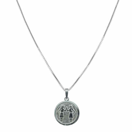 Lantisoare din argint cu zodiace: - Lantisor argint personalizat medalion zodie Gemeni zodiac european argint 4201VEN450 Dras
