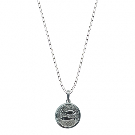 Cu zodiac european - Lantisor argint personalizat medalion zodie Pesti zodiac european argint 4201FIG370 Dras