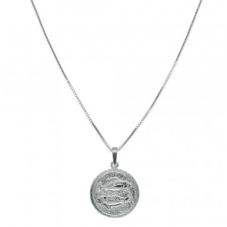 Lantisoare din argint cu zodiace: - Lantisor argint personalizat medalion zodie Pesti zodiac european argint 4202VEN550 Dras