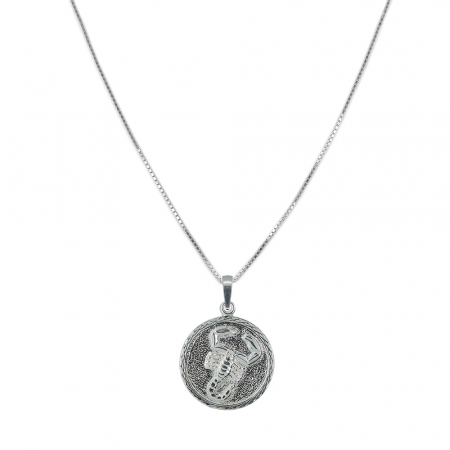 Lantisoare din argint cu zodiace: - Lantisor argint personalizat medalion zodie Scorpion zodiac european argint 4202VEN550 Dras