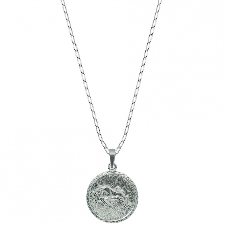 Lantisoare din argint cu zodiace: - Lantisor argint personalizat medalion zodie Taur zodiac european argint 4202FIG505 Dras