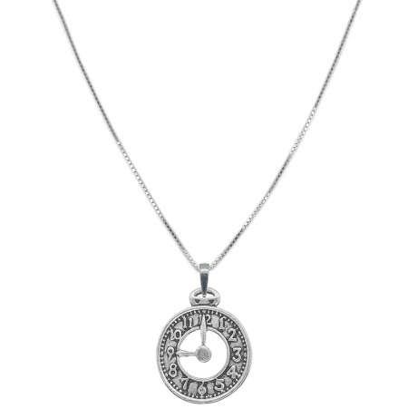 Lantisoare din argint cu diverse motive - Lantisor argint personalizat pandantiv Ceas 9585VEN590 Dras