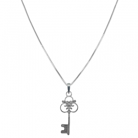 Lantisoare din argint cu diverse motive - Lantisor argint personalizat pandantiv Cheie 9599VEN380 Dras