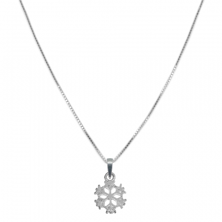 Lantisoare din argint cu diverse motive - Lantisor argint personalizat pandantiv Fulg de nea 10072VEN300 Dras
