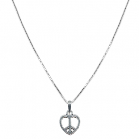 Cu semnul pacii - Lantisor argint personalizat pandantiv Inimioara semnul pacii 9571VEN300 Dras