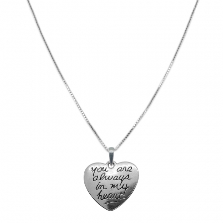 Cu inimioare - Lantisor argint personalizat pandantiv Inimioara you are always in my heart 9567VEN640 Dras