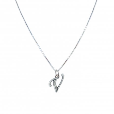 Lantisoare din argint cu litere: - Lantisor argint personalizat pandantiv Litera V argint 9231VEN260 Dras
