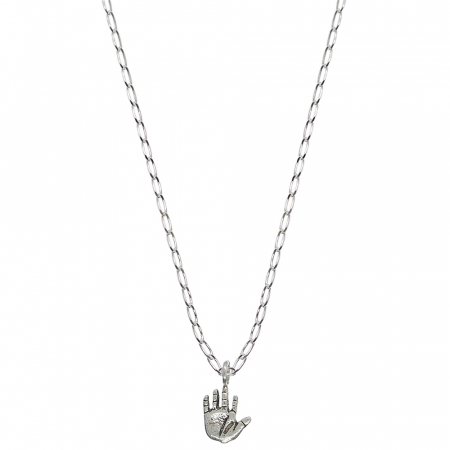 Lantisoare din argint cu diverse motive - Lantisor argint personalizat pandantiv Mana 7058FIG01270 Dras
