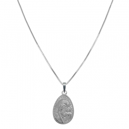 Lantisoare din argint cu tematica religioasa: - Lantisor argint personalizat pandantiv Medalion Maica Domnului Pruncul Iisus 9968VEN670 Dras