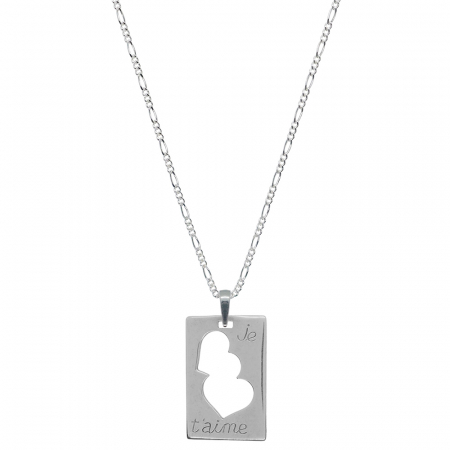 Cu inimioare - Lantisor argint personalizat pandantiv Placuta Inimioare Je t'aime 7825FIG31660 Dras