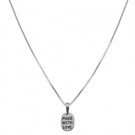 Cu dragoste - Lantisor argint personalizat pandantiv Placuta made with love 9598VEN300 Dras
