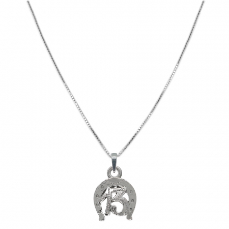 Cu potcoave - Lantisor argint personalizat pandantiv Potcoava Cifra 13 9911VEN580 Dras