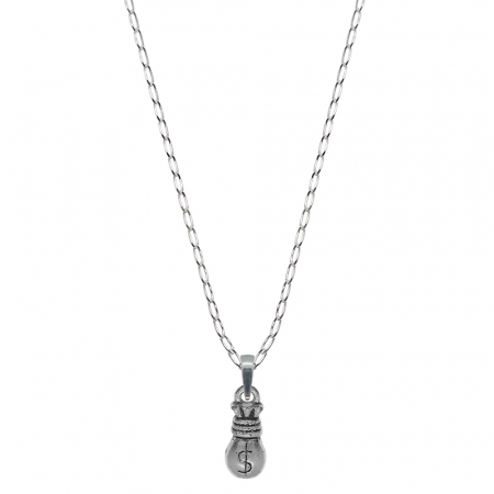 Lantisoare din argint cu diverse motive - Lantisor argint personalizat pandantiv Saculet bani 7131FIG01430 Dras