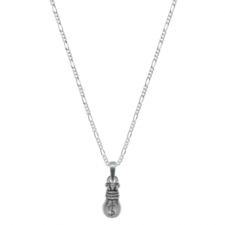 Lantisoare din argint cu diverse motive - Lantisor argint personalizat pandantiv Saculet bani 7131FIG31480 Dras
