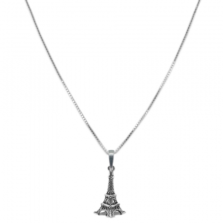 Lantisoare din argint cu diverse motive - Lantisor argint personalizat pandantiv Turnul Eiffel 9593VEN370 Dras