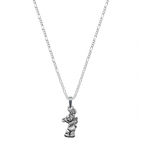 Lantisoare din argint cu plante: - Lantisor argint personalizat pandantiv Ursulet floare 9561FIG31360 Dras