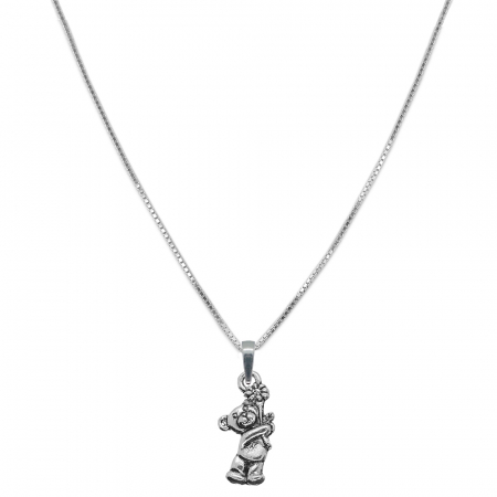 Lantisoare din argint cu plante: - Lantisor argint personalizat pandantiv Ursulet floare 9561VEN340 Dras