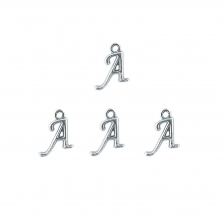 Cu litere decupate - Litera A argint Charm pentru confectionat bijuterii pandantive medalioane bratari cercei - set 4 buc Dras