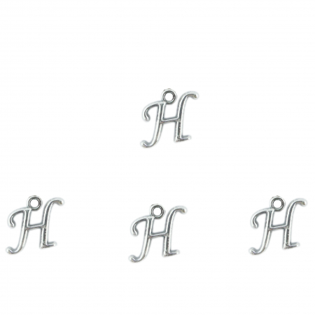 Cu litere decupate - Litera H argint Charm pentru confectionat bijuterii pandantive medalioane bratari cercei - set 4 buc Dras