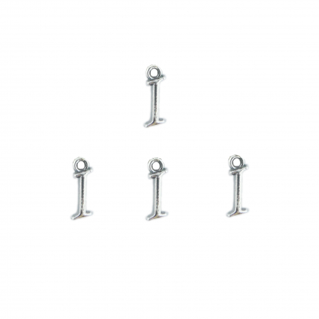 Cu litere decupate - Litera I argint Charm pentru confectionat bijuterii pandantive medalioane bratari cercei - set 4 buc Dras
