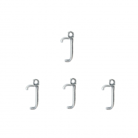 Cu litere decupate - Litera J argint Charm pentru confectionat bijuterii pandantive medalioane bratari cercei - set 4 buc Dras