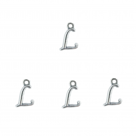 Cu litere decupate - Litera L argint Charm pentru confectionat bijuterii pandantive medalioane bratari cercei - set 4 buc Dras