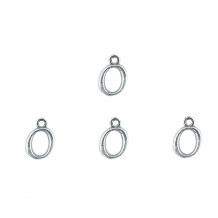 Cu litere decupate - Litera O argint Charm pentru confectionat bijuterii pandantive medalioane bratari cercei - set 4 buc Dras
