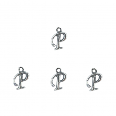 Cu litere decupate - Litera P argint Charm pentru confectionat bijuterii pandantive medalioane bratari cercei - set 4 buc Dras