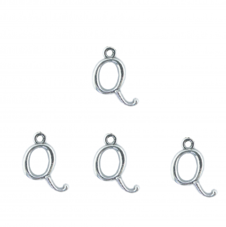 Cu litere decupate - Litera Q argint Charm pentru confectionat bijuterii pandantive medalioane bratari cercei - set 4 buc Dras