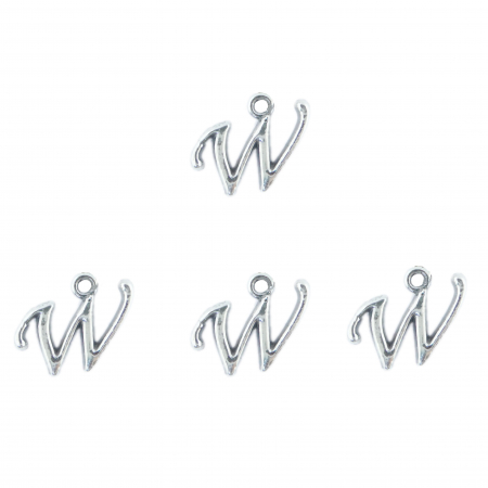 Cu litere decupate - Litera W argint Charm pentru confectionat bijuterii pandantive medalioane bratari cercei - set 4 buc Dras