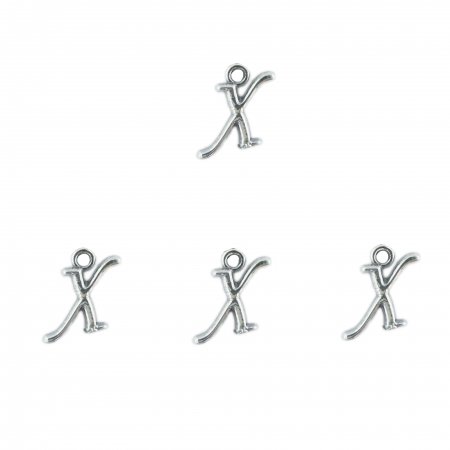 Cu litere decupate - Litera X argint Charm pentru confectionat bijuterii pandantive medalioane bratari cercei - set 4 buc Dras