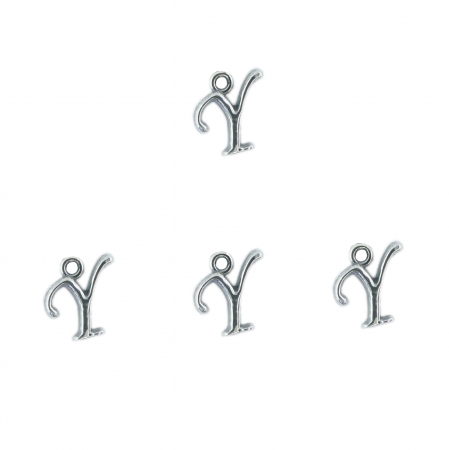 Cu litere decupate - Litera Y argint Charm pentru confectionat bijuterii pandantive medalioane bratari cercei - set 4 buc Dras
