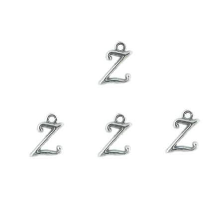 Cu litere decupate - Litera Z argint Charm pentru confectionat bijuterii pandantive medalioane bratari cercei - set 4 buc Dras