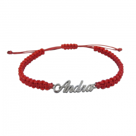 Bratari - Martisor Bratara snur rosu impletit manual personalizata nume Andra argint 9440100 Dras