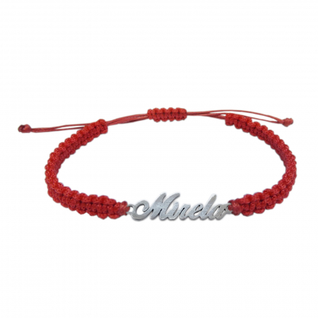 Bratari - Martisor Bratara snur rosu impletit manual personalizata nume Mirela argint 9444100 Dras