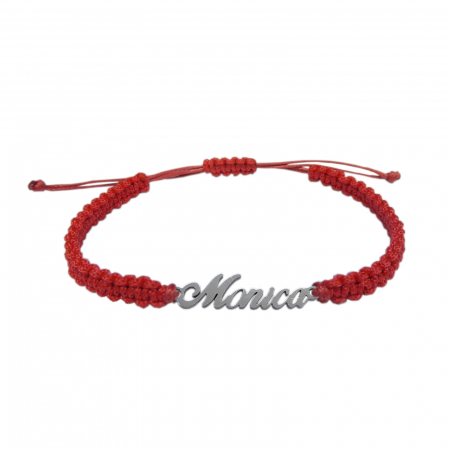 Bratari - Martisor Bratara snur rosu impletit manual personalizata nume Monica argint 9448100 Dras